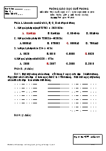 Đề kiểm tra cuối học kì I Toán Lớp 4,5 - Năm học 2009-2010 - Phòng G&ĐT Quế Phong