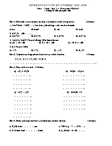 Đề kiểm tra cuối học kì I Toán Lớp 5 - Năm học 2013-2014