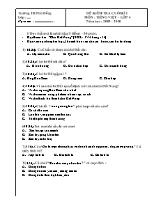Đề kiểm tra cuối học kì I Toán, Tiếng việt cấp Tiểu học - Năm học 2009-2010 - Trường Tiểu học Phù Đổng