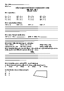 Đề kiểm tra cuối học kì I Toán, Tiếng việt Lớp 3 - Năm học 2007-2008 - Trường Tiểu học Lê Lợi
