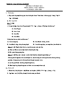 Đề kiểm tra cuối học kì I Toán, Tiếng việt Lớp 4 - Năm học 2009-2010 - Trường Tiểu học Hải Dương