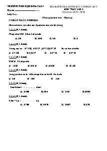 Đề kiểm tra cuối học kì I Toán, Tiếng việt Lớp 4 - Năm học 2013-2014 - Trường Tiểu học Hòa Nam 1