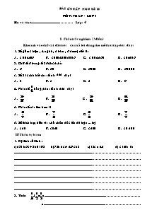 Đề kiểm tra cuối học kì II Các môn Lớp 4 - Năm học 2007-2008 - Trường Tiểu học Nam Sách