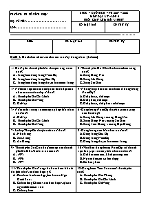 Đề kiểm tra cuối học kì II Địa lí Lớp 4 - Năm học 2007-2008 - Trường Tiểu học Tô Vĩnh Diện