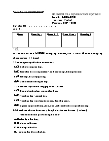 Đề kiểm tra cuối học kì II Khoa học Lớp 4 - Năm học 2007-2008 - Trường Tiểu học Phước Đại B