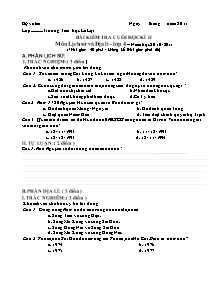 Đề kiểm tra cuối học kì II Lịch sử và Địa lí Lớp 4 - Năm học 2010-2011 - Trường Tiểu học Lê Lợi