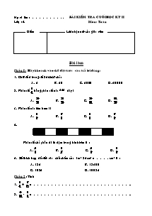 Đề kiểm tra cuối học kì II môn Toán Lớp 4