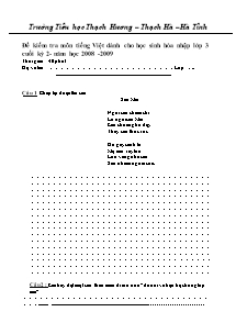 Đề kiểm tra cuối học kì II Tiếng việt Lớp 3 - Năm học 2008-2009 - Trường Tiểu học Thạch Hương