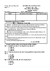 Đề kiểm tra cuối học kì II Tiếng việt Lớp 3 - Năm học 2012-2013 - Trường Tiểu học Niêm Sơn