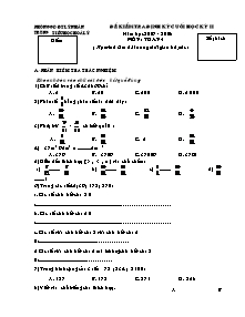 Đề kiểm tra cuối học kì II Toán Lớp 4 - Năm học 2007-2008 - Trường Tiểu học Hòa Lý