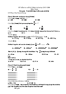 Đề kiểm tra cuối học kì II Toán Lớp 4 - Năm học 2013-2014 - Phan Thị Thanh Trang