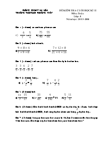 Đề kiểm tra cuối học kì II Toán Lớp 4 - Năm học 2013-2014 - Trường Tiểu học Phương Viên
