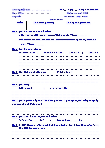 Đề kiểm tra cuối học kỳ I Toán Lớp 4 - Năm học 2009-2010