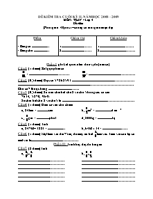 Đề kiểm tra cuối học kỳ II Toán Lớp 4 - Năm học 2008-2009