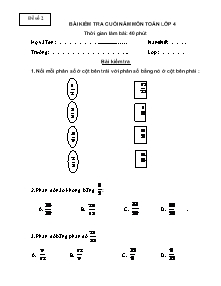 Đề kiểm tra cuối năm môn Toán Khối 4 - Đề số 2