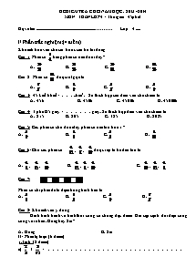 Đề kiểm tra cuối năm môn Toán Khối 4 - Năm học 2013-2014