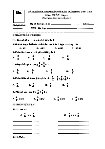 Đề kiểm tra cuối năm môn Toán Lớp 4 - Năm học 2009-2010
