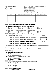 Đề kiểm tra cuối năm Toán Lớp 3 - Năm học 2013-2014 - Trường Tiểu học Long Hòa