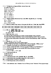 Đề kiểm tra cuối tuần 1 Toán Lớp 4 - Cao Sơn Bắc
