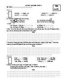 Đề kiểm tra cuối tuần 4 Toán Lớp 4 - Cao Sơn Bắc