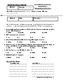 Đề kiểm tra đầu năm môn Toán Lớp 4 - Phòng GD&ĐT Lập Thạch