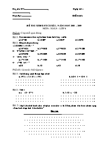 Đề kiểm tra định kì cuối học kì I Toán Lớp 4 - Năm học 2008-2009