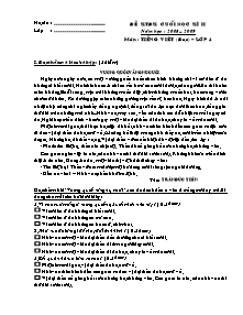 Đề kiểm tra định kì cuối học kì II Tiếng việt Lớp 4 - Năm học 2008-2009