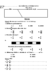 Đề kiểm tra định kì cuối học kì II Toán Lớp 4