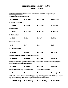 Đề kiểm tra định kì học kì I Toán Lớp 4 - Năm học 2008-2009