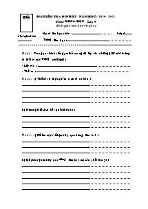 Đề kiểm tra định kì lần 1 Khoa học Lớp 4 - Năm học 2010-2011