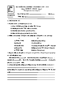 Đề kiểm tra định kì lần 1 Lịch sử và Địa lí Lớp 4 - Năm học 2009-2010