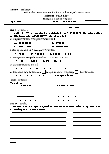 Đề kiểm tra định kì lần 1 môn Toán Lớp 4 - Năm học 2009-2010