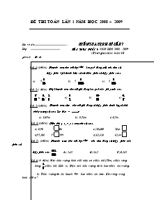 Đề kiểm tra định kì lần 1 Toán Khối Tiểu học - Năm học 2008-2009