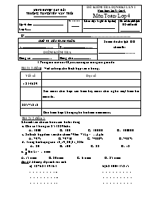 Đề kiểm tra định kì lần 1 Toán Lớp 4 (Có đáp án) - Năm học 2013-2014 - Trường Tiểu học Nguyễn Văn Trỗi