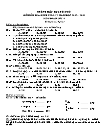 Đề kiểm tra định kì lần 1 Toán Lớp 4 - Năm học 2007-2008 - Trường Tiểu học Đồi Ngô