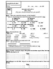 Đề kiểm tra định kì lần 1 Toán, Tiếng việt Lớp 4 - Năm học 2009-2010 - Trường Tiểu học Mạc Thị Bưởi
