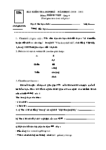 Đề kiểm tra định kì lần 2 Tiếng việt Lớp 4 - Năm học 2010-2011