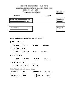 Đề kiểm tra định kì lần 2 Toán Lớp 4 - Năm học 2008-2009 - Trường Tiểu học số 1 Bảo Ninh