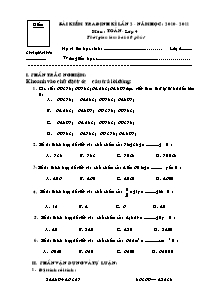 Đề kiểm tra định kì lần 2 Toán Lớp 4 - Năm học 2010-2011