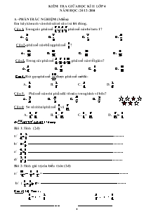 Đề kiểm tra định kì lần 3 môn Toán, Tiếng việt Lớp 4 - Năm học 2013-2014