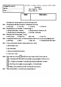 Đề kiểm tra định kì lần 4 Địa lí Lớp 4 - Năm học 2007-2008 - Trường Tiểu học Long Trì