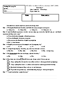Đề kiểm tra định kì lần 4 Khoa học Lớp 4 - Năm học 2007-2008 - Trường Tiểu học Long Trì
