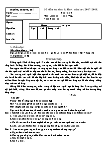 Đề kiểm tra định kì lần 4 Tiếng việt Lớp 4 - Năm học 2007-2008 - Trường Tiểu học Long Trì