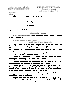 Đề kiểm tra định kì lần 4 Tiếng việt Lớp 4 - Năm học 2010-2011 - Trường Tiểu học Đốc Tín