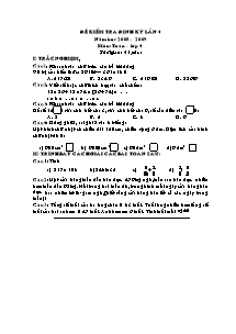 Đề kiểm tra định kì lần 4 Toán Lớp 4 - Năm học 2008-2009