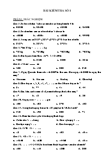 Đề kiểm tra định kì môn Toán Lớp 4 - Bài số 1