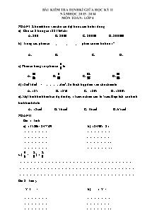Đề kiểm tra định kỳ giữa học kì II Toán Lớp 4 - Năm học 2013-2014