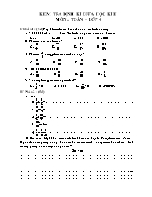 Đề kiểm tra định kỳ giữa học kì II Toán Lớp 4