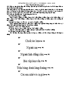 Đề kiểm tra giữa học kì I Đọc thành tiếng Lớp 3 - Năm học 2012-2013