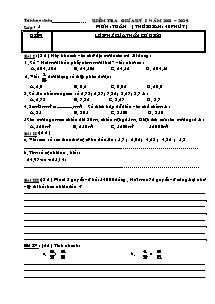 Đề kiểm tra giữa học kì I môn Toán Lớp 5 - Năm học 2008-2009